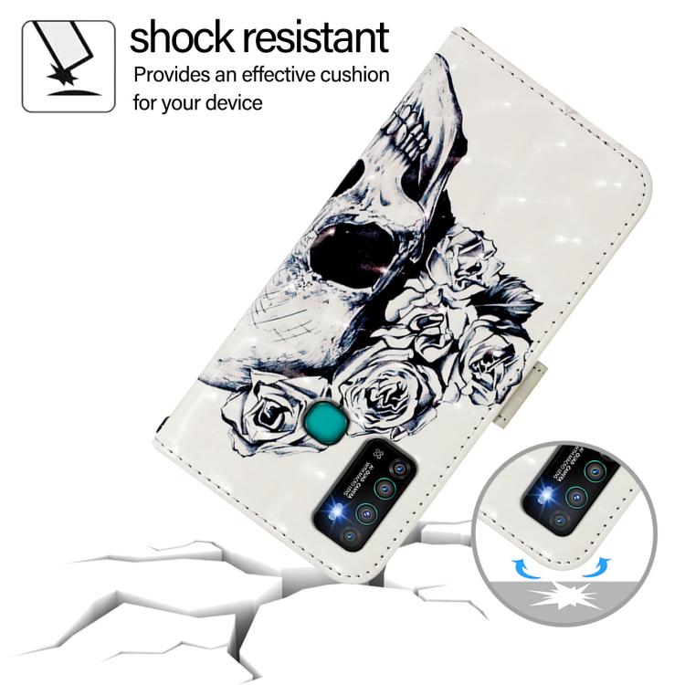 Funda de Cuero con Tapa Horizontal y Pintura 3D para Infinix Hot 9 y Hot 9 Pro (Calavera)