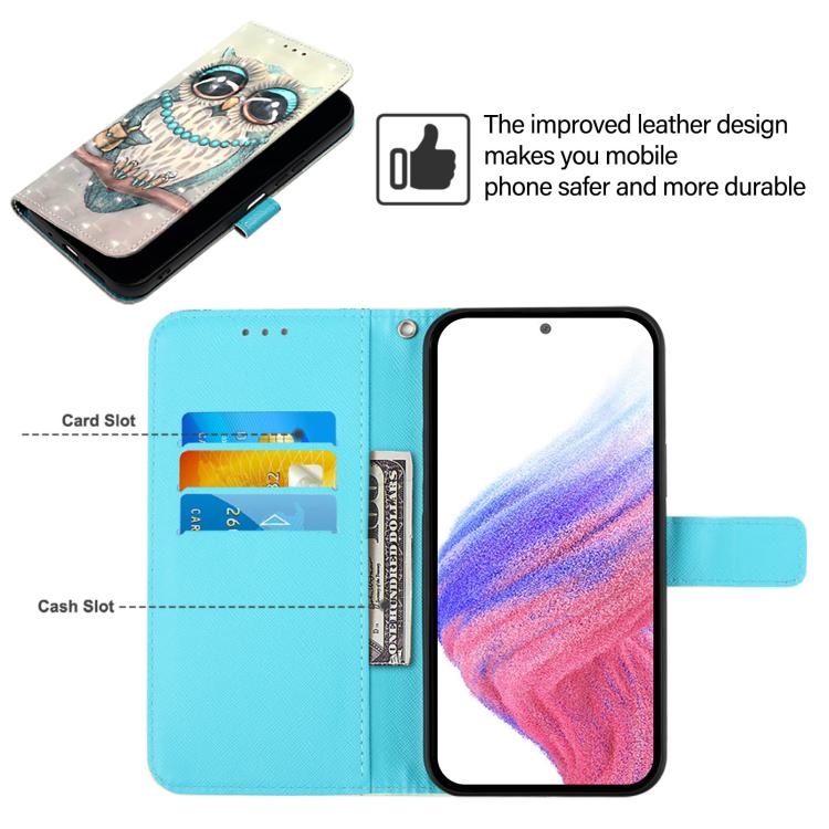 Funda de Cuero con Tapa Horizontal y Pintura 3D para Infinix Hot 9/Hot 9 Pro (Búho Gris)