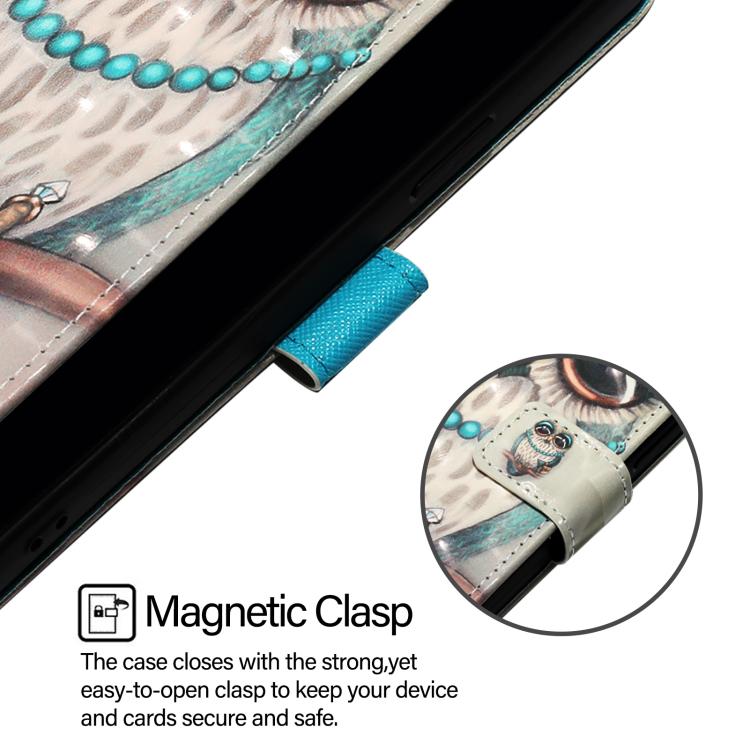Funda de Cuero con Tapa Horizontal y Pintura 3D para Infinix Hot 9/Hot 9 Pro (Búho Gris)