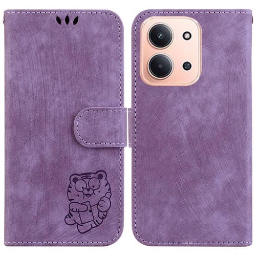 Funda de cuero con relieve de tigre pequeño para Redmi 15C 4G (173,1 mm) / Redmi 15C 5G (173,1 mm) (morado)