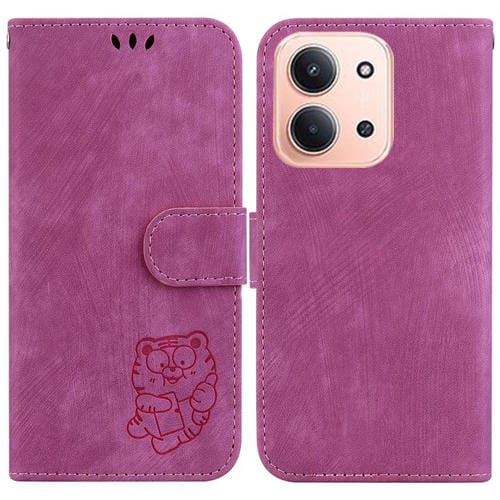 Funda de cuero con relieve de tigre pequeño para Redmi 15C 4G (173,1 mm) / Redmi 15C 5G (173,1 mm) (rosa)