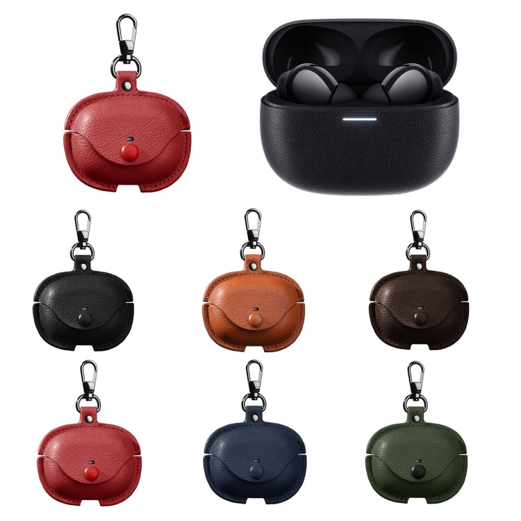 Funda Protectora de Cuero para Auriculares Redmi Buds 5 Pro y Buds 4 Pro Business con Gancho (Rojo)