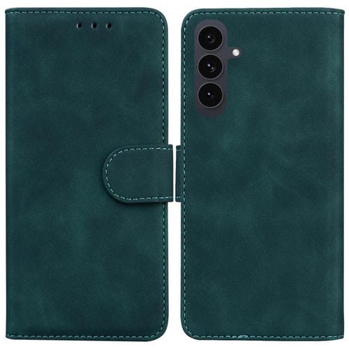 Funda de cuero con tapa de color puro y tacto suave para Samsung Galaxy S25 FE 5G (verde)