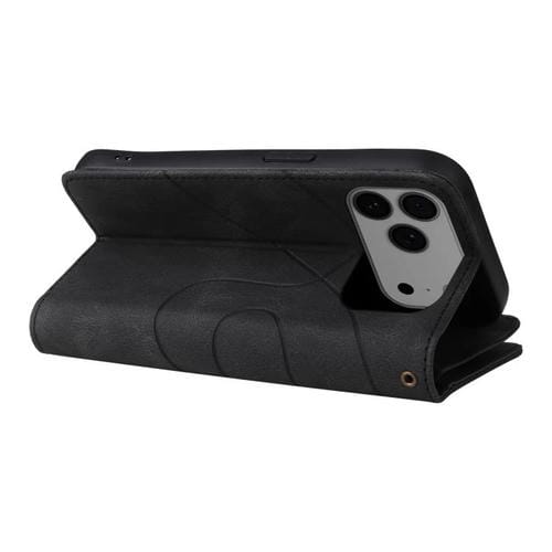 Funda de cuero con cremallera para iPhone 17 Pro Max, bicolor, con 9 ranuras para tarjetas (negro)