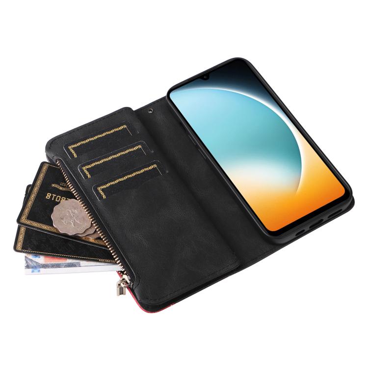 Funda de cuero con cremallera para Redmi A5 4G (171,7 mm) / Poco C71 (negro)