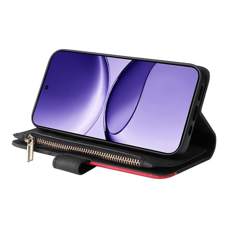 Funda de cuero con cremallera para Xiaomi Poco F7, color negro, con 9 ranuras para tarjetas