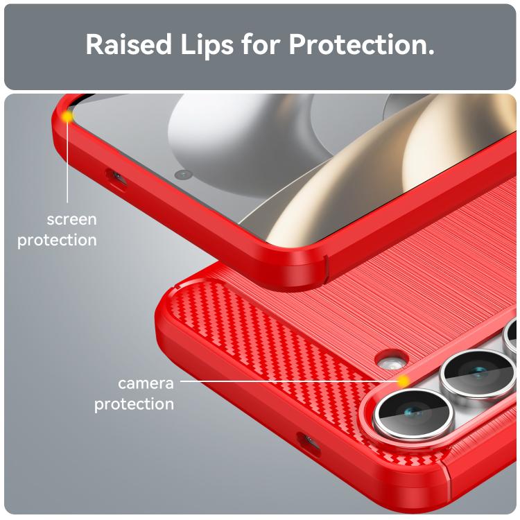 Funda de TPU con textura cepillada de fibra de carbono para Samsung Galaxy S25 FE 5G (roja)