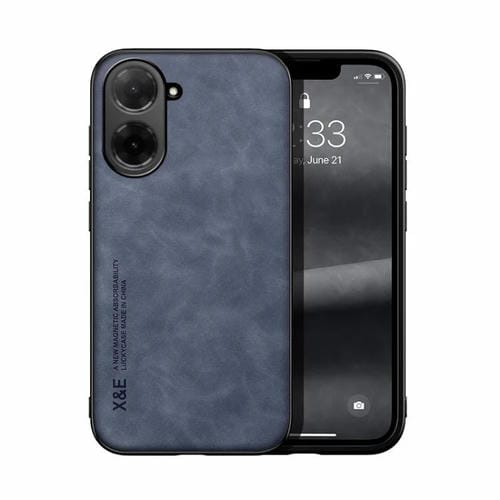 Funda de cuero magnética con textura de piel para Redmi A5 4G (171,7 mm) y Xiaomi Poco C71 (azul)