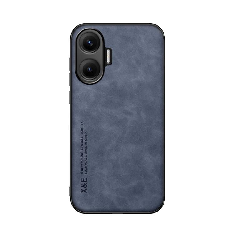 Funda de cuero magnética con textura de piel para Redmi Turbo 4 Pro (azul)