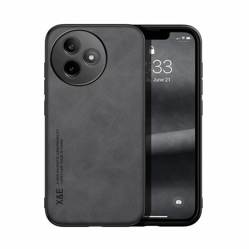Funda de cuero magnética con textura ultrasuave para Redmi K80 (gris oscuro)