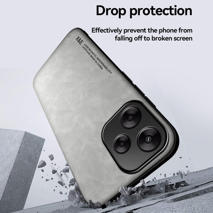 Funda de cuero magnética con textura de piel para Redmi A5 4G (171,7 mm) y Xiaomi Poco C71 (azul)