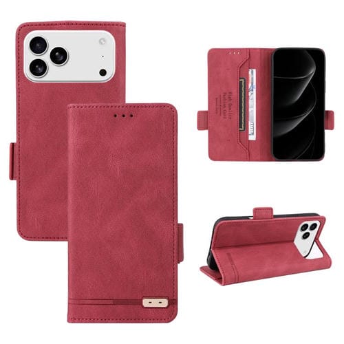 Funda de cuero con cierre magnético para iPhone 17 Pro (roja)