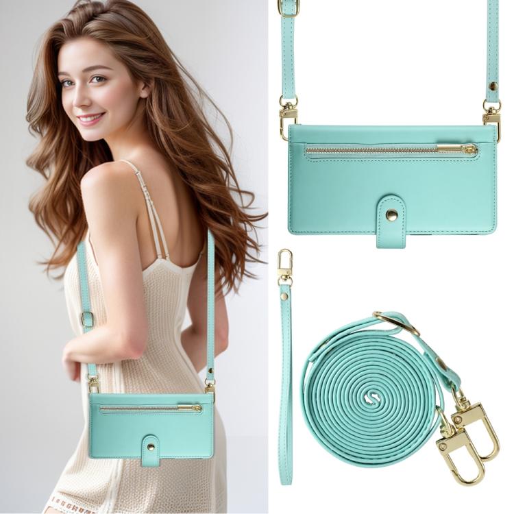 Funda de cuero con cremallera y ranura para tarjetas para Redmi Turbo 4 Pro / Xiaomi Poco F7 (verde menta)