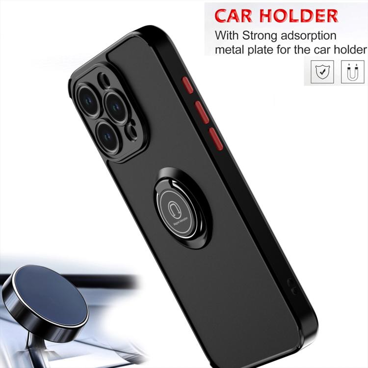 Funda de TPU + PC con anillo para iPhone 15 Pro Max Q Shadow 1 Series (negro y rojo)