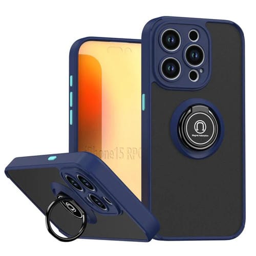 Funda de TPU + PC con anillo para iPhone 15 Pro Q Shadow 1 Series (azul real)