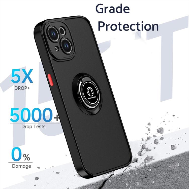Funda de TPU + PC con anillo para iPhone 15 Q Shadow 1 Series (negro y rojo)