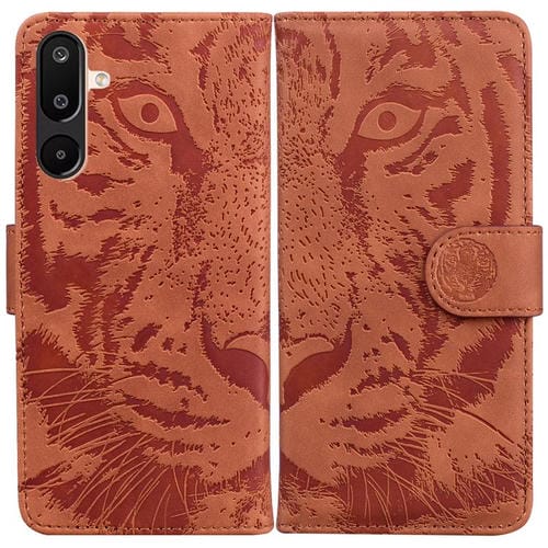 Funda de cuero con tapa y estampado de tigre para Samsung Galaxy M16 5G / F16 5G / M36 5G (marrón)