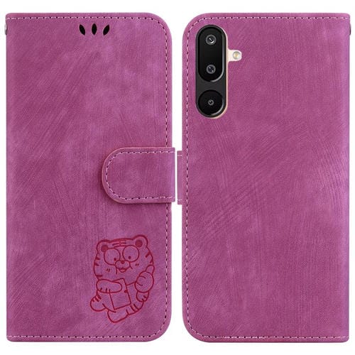 Funda de piel con relieve de tigre para Samsung Galaxy M16 5G / F16 5G / M36 5G (rosa)