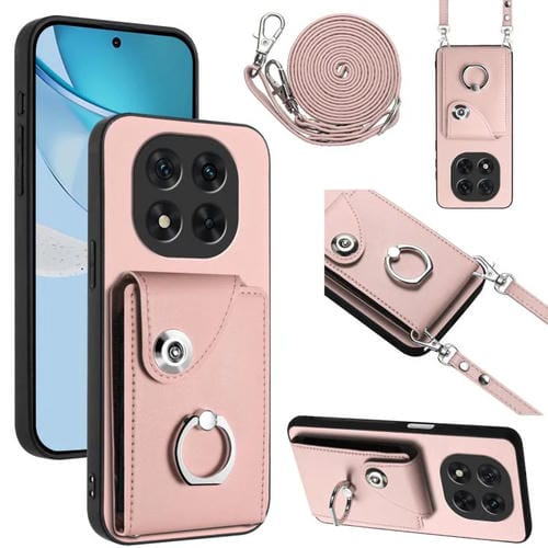 Funda para Redmi Note 14 Pro 5G con tarjetero, anilla y cordón largo (rosa)