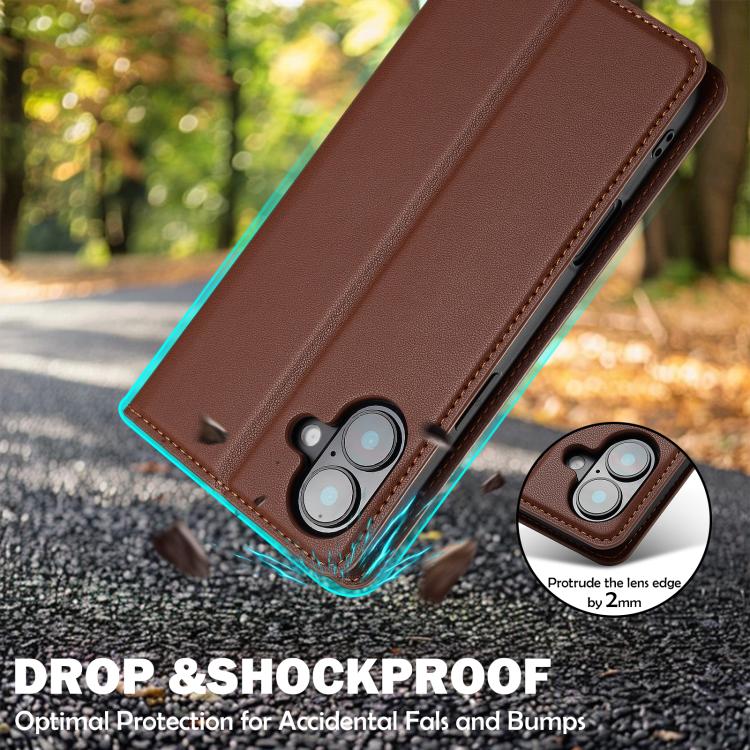 Funda de PU con textura fina esmerilada para iPhone 17 LC.IMEEKE L1 Series (marrón)