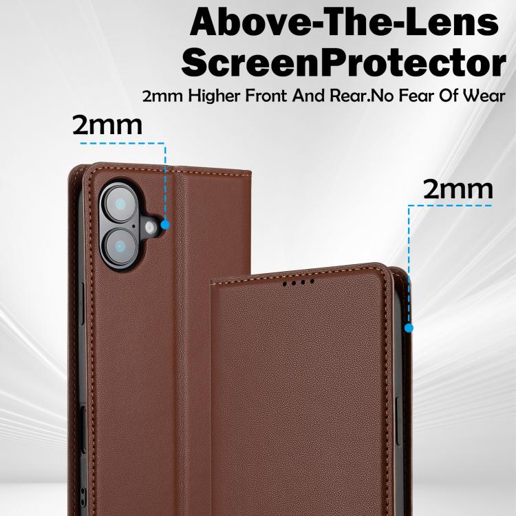 Funda de PU con textura fina esmerilada para iPhone 17 LC.IMEEKE L1 Series (marrón)