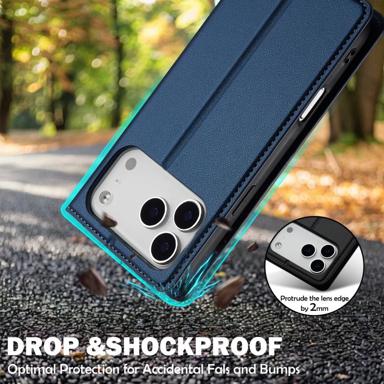 Funda de PU con textura fina esmerilada para iPhone 17 Pro LC.IMEEKE L1 Series (azul)