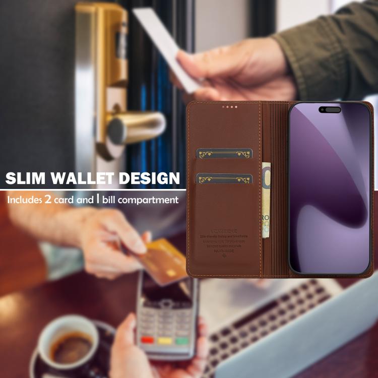 Funda de PU con textura fina esmerilada LC.IMEEKE L1 Series para iPhone 17 Pro Max (marrón)