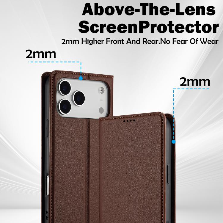 Funda de PU con textura fina esmerilada LC.IMEEKE L1 Series para iPhone 17 Pro Max (marrón)
