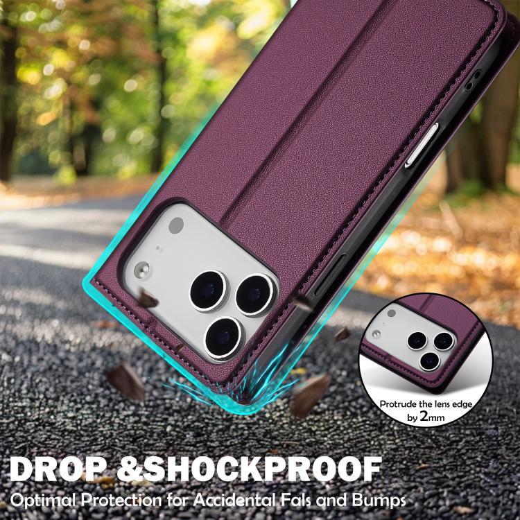 Funda de PU con textura fina esmerilada LC.IMEEKE L1 para iPhone 17 Pro Max (morada)
