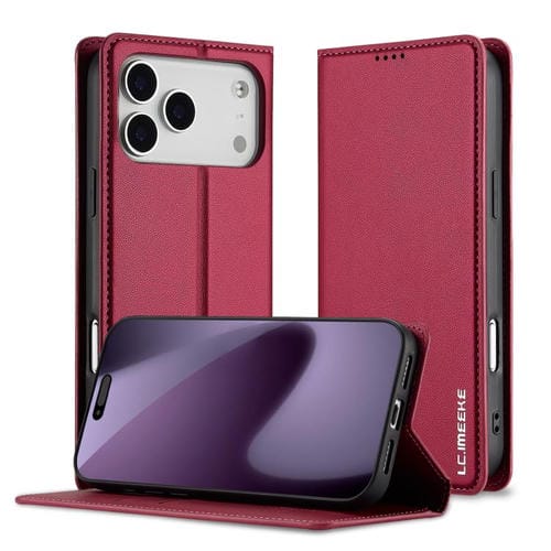 Funda de PU con textura fina esmerilada LC.IMEEKE L1 Series para iPhone 17 Pro Max (Roja)