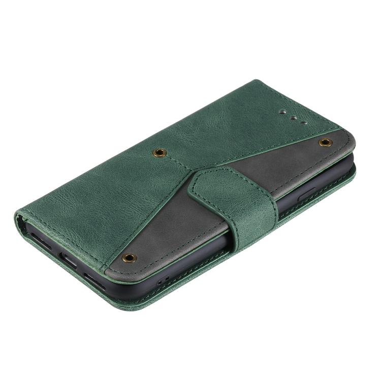 Funda para iPhone 16E Piel de Becerro Textura y Costuras Tacto de Uña (Verde)