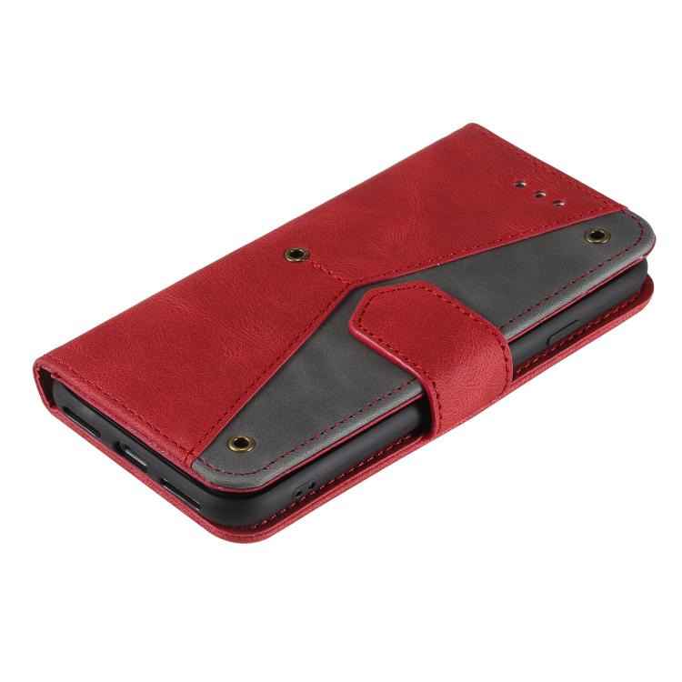 Funda para iPhone 16E Piel de Becerro Textura con Costuras Tacto de Uña (Rojo)