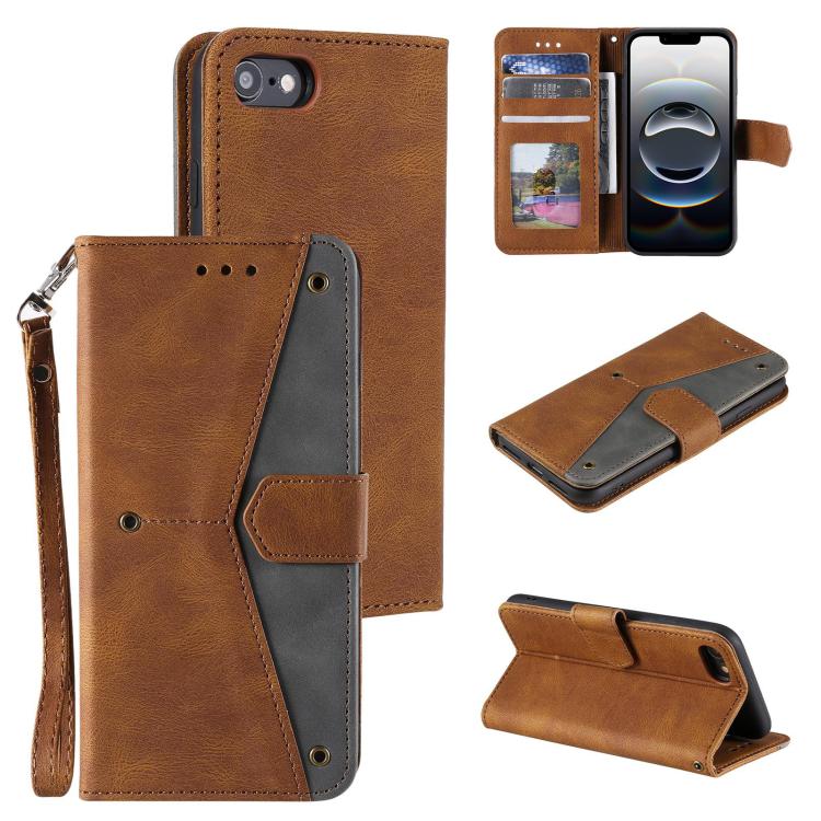 Funda para iPhone 16E Piel de Becerro Textura con Costuras Tacto de Uña (Marrón)