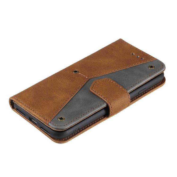 Funda para iPhone 16E Piel de Becerro Textura con Costuras Tacto de Uña (Marrón)