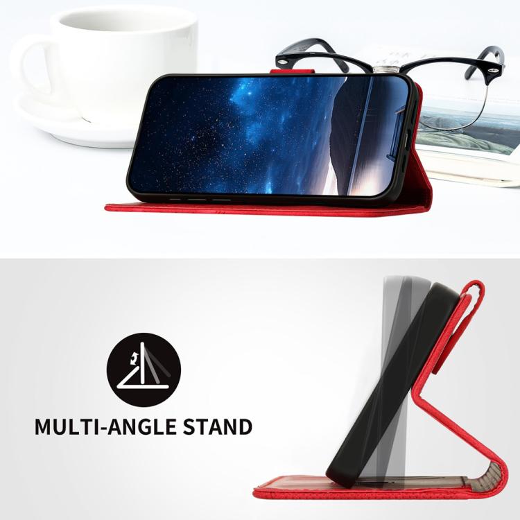 Funda de Cuero Infinix Hot 20 5G con Diseño Mariposa En Relieve y Cordón (Rojo)