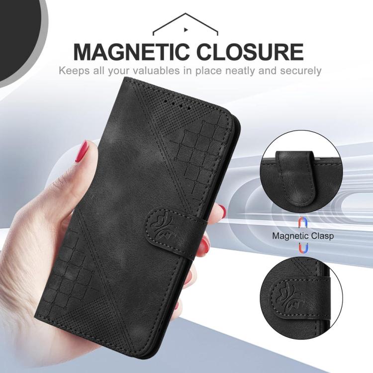 Funda de Cuero para Infinix Hot 50 Pro 4G con Diseño Mariposa en Relieve y Cordón (Negro)