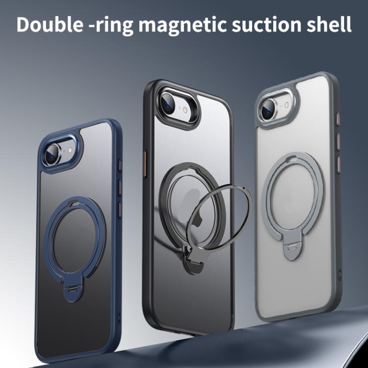 Funda para Teléfono Magsafe Doble Anillo para iPhone 16E (Negro Mate)