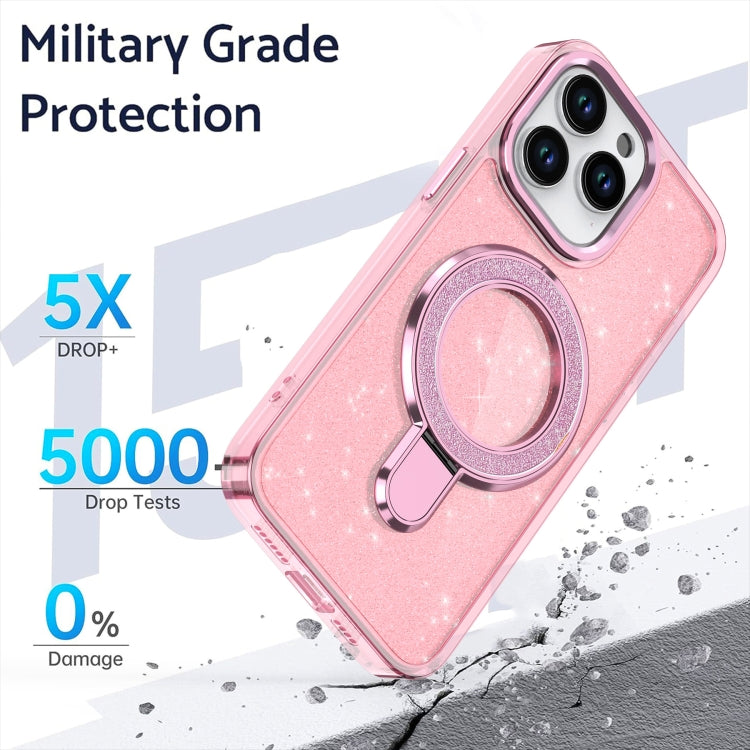 Funda para Teléfono con Soporte de Anillo Purpurina Magsafe iPhone 14 Pro Max (Morado)