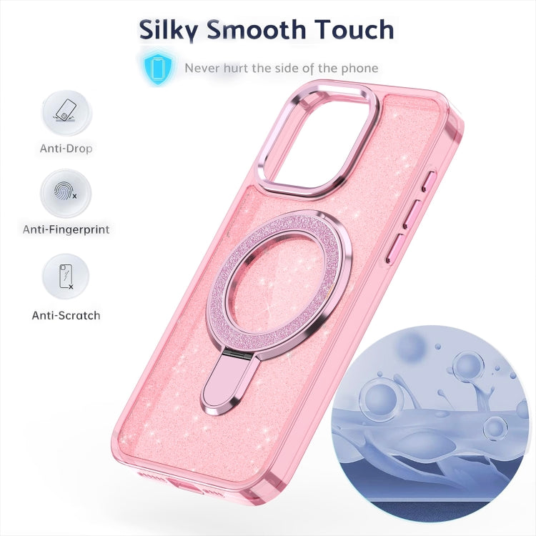 Funda para Teléfono con Soporte de Anillo Purpurina Magsafe para iPhone 12 Pro Max (Morado)