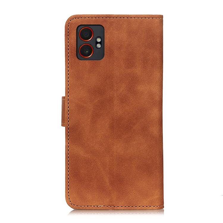 Funda de cuero con tapa horizontal y textura retro KHAZNEH para Samsung Galaxy XCover7 Pro (marrón)