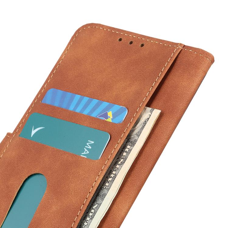 Funda de cuero con tapa horizontal y textura retro KHAZNEH para Samsung Galaxy XCover7 Pro (marrón)