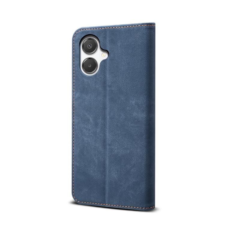Funda de cuero con tapa horizontal y textura vaquera para Samsung Galaxy A07 4G (azul)
