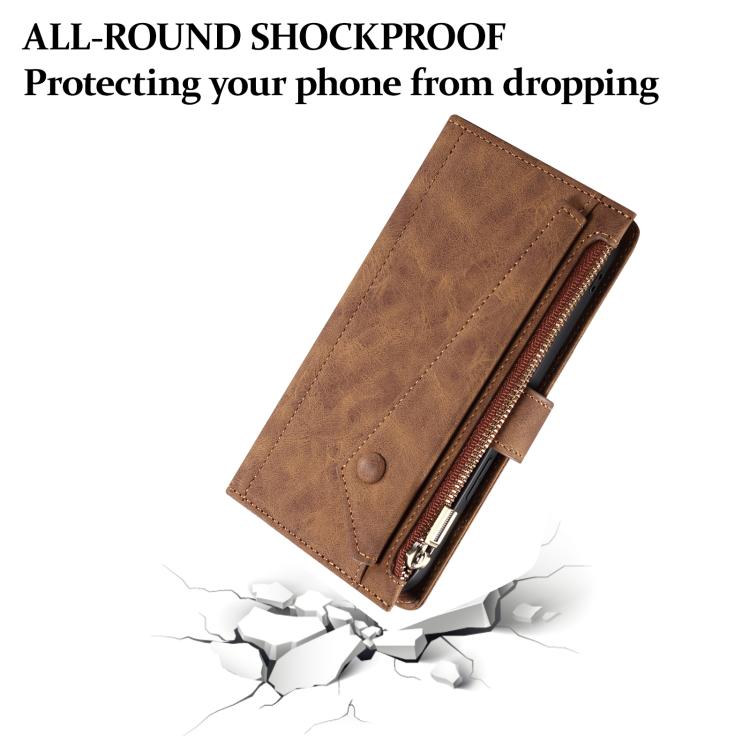 Funda de cuero con tapa RFID para Samsung Galaxy A17 5G ESEBLE, estilo retro esmerilado (marrón)