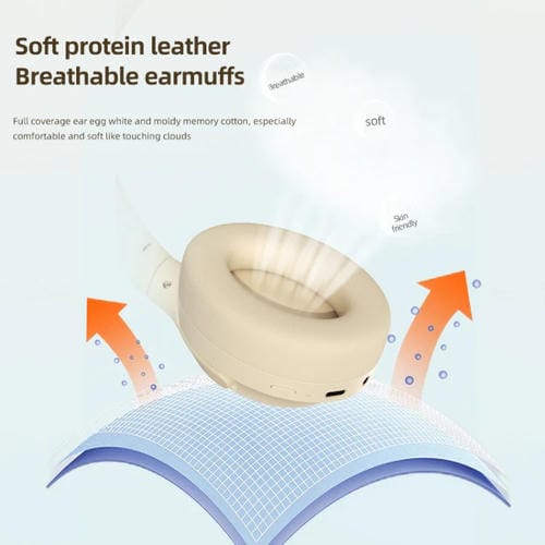 Auriculares Bluetooth NC10 ANC Montados en la Cabeza con Reducción Activa de Ruido (Beige)