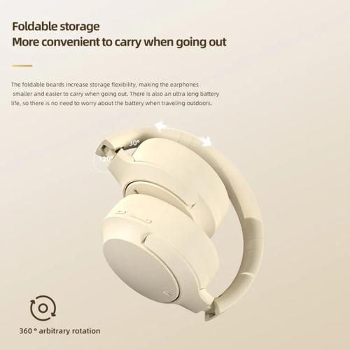 Auriculares Bluetooth NC10 ANC Montados en la Cabeza con Reducción Activa de Ruido (Beige)