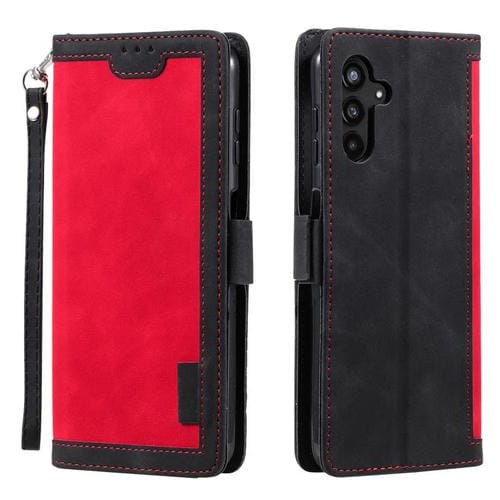 Funda de cuero con tapa horizontal y diseño retro para Samsung Galaxy A17 5G (roja)