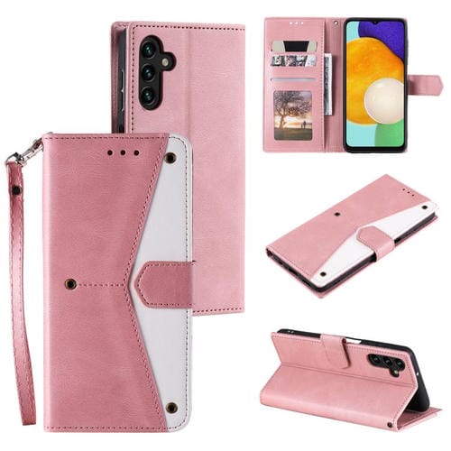 Funda de piel de becerro con costuras y tacto de uñas para Samsung Galaxy A17 5G (oro rosa)