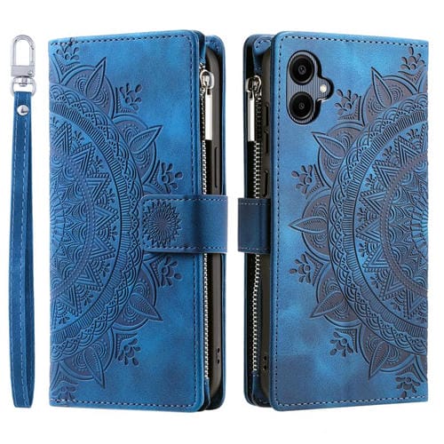 Funda de cuero con cremallera y múltiples tarjetas para Samsung Galaxy A07 4G (azul)