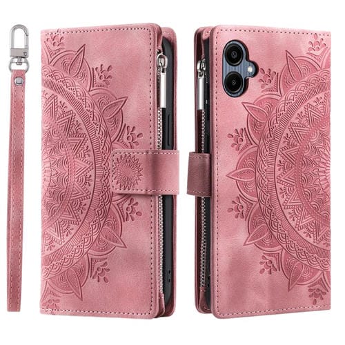 Funda de cuero con cremallera y múltiples tarjetas para Samsung Galaxy A07 4G (rosa)