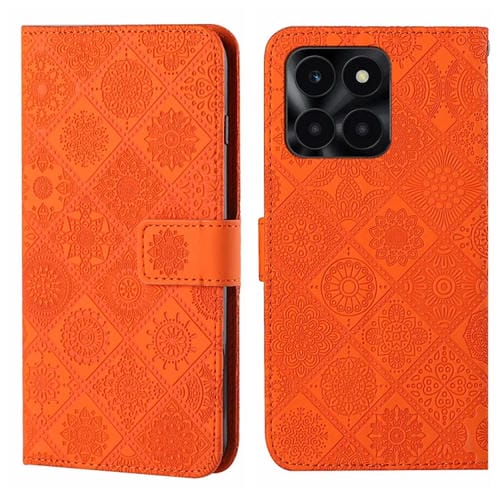Funda de Cuero con Patrón en Relieve Estilo Étnico para Honor X6A/X6B (Naranja)